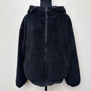 Zella Womens Medium Faux Fur Sherpa Jacket In Black Color